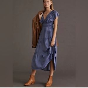 Anthropologie Ruffled Tiered Midi Dress